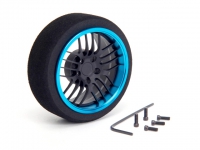 HIROSEIKO Alloy Steering MF Wheel (Flat Black + T-Blue) (20-Spoke)